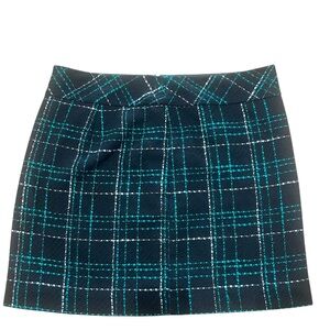 LOFT Green and Black Mini Skirt
